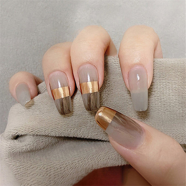 Nail Art Ombre - 24Pcs Medium Coffin Press on Nails