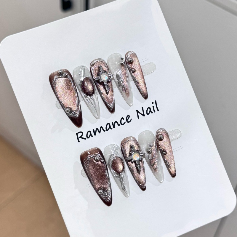 Nail Art Xs - 10Pcs Irregular 3D Silver Metal Handmade