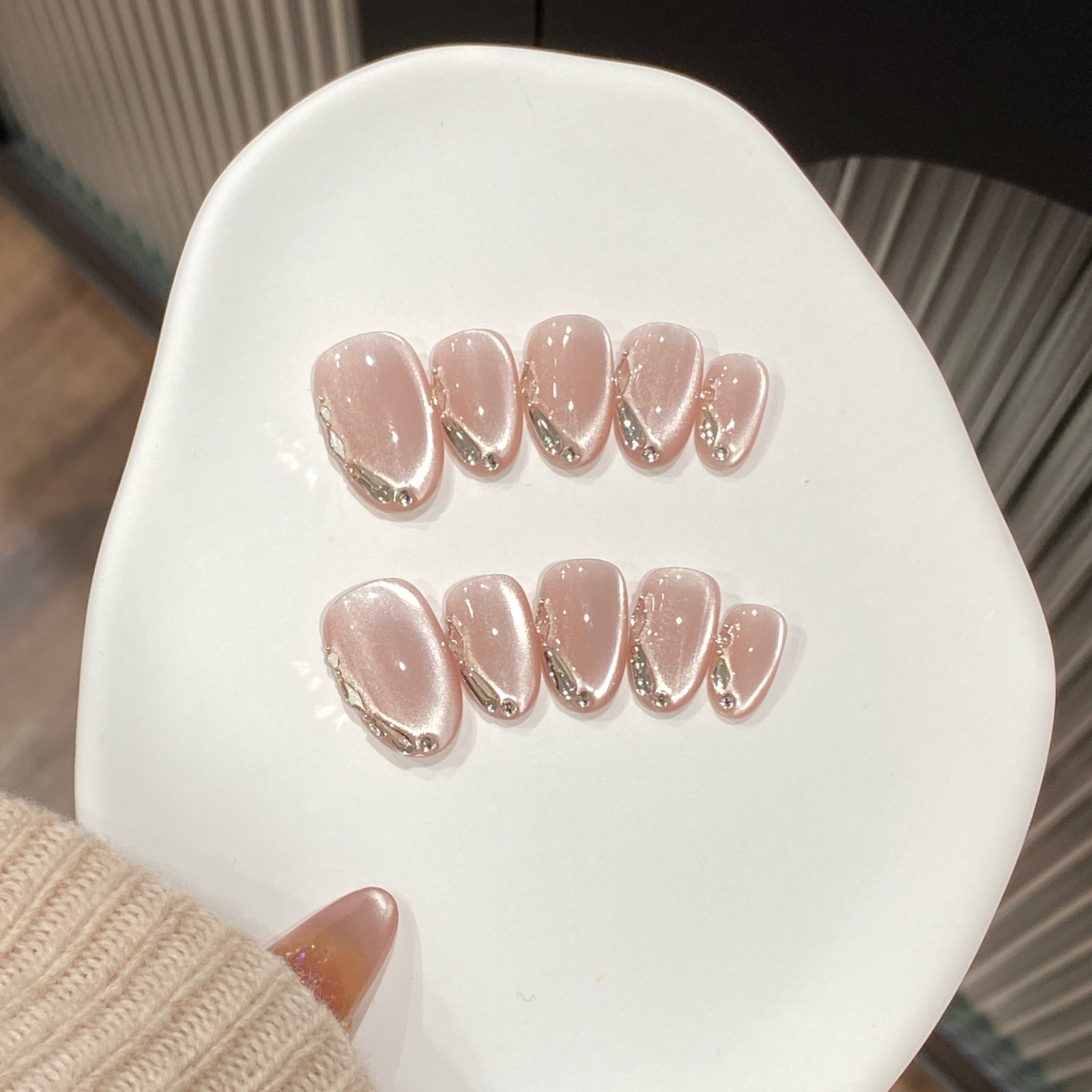 Nail Art Xs - 10pcs Glass Bead Cat's Eye Handmade