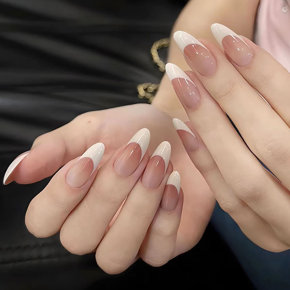 120pcs Pink Medium Almond Fren - Nail Art Aesthetic recension och pris