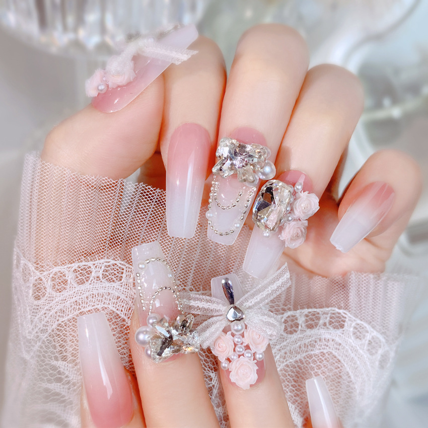 Blush Pink False Nails Bowknot - Nail Art Xs recension och pris