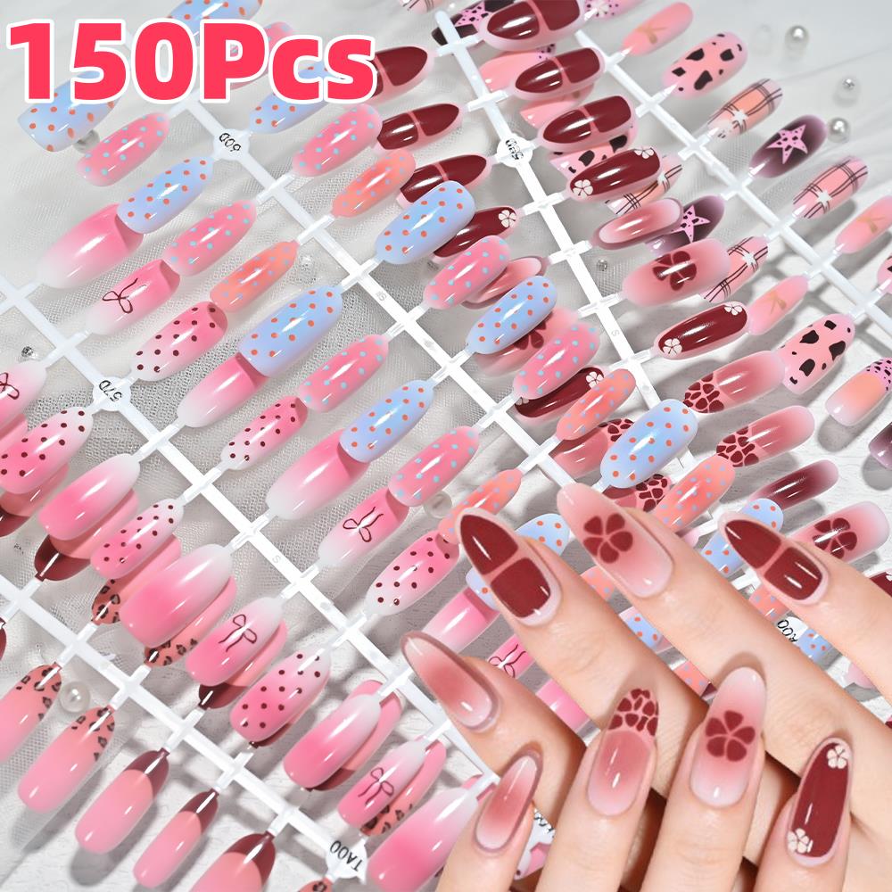 150Pcs Pink Blue Ombre Leopard - Nail Art Aesthetic recension och pris
