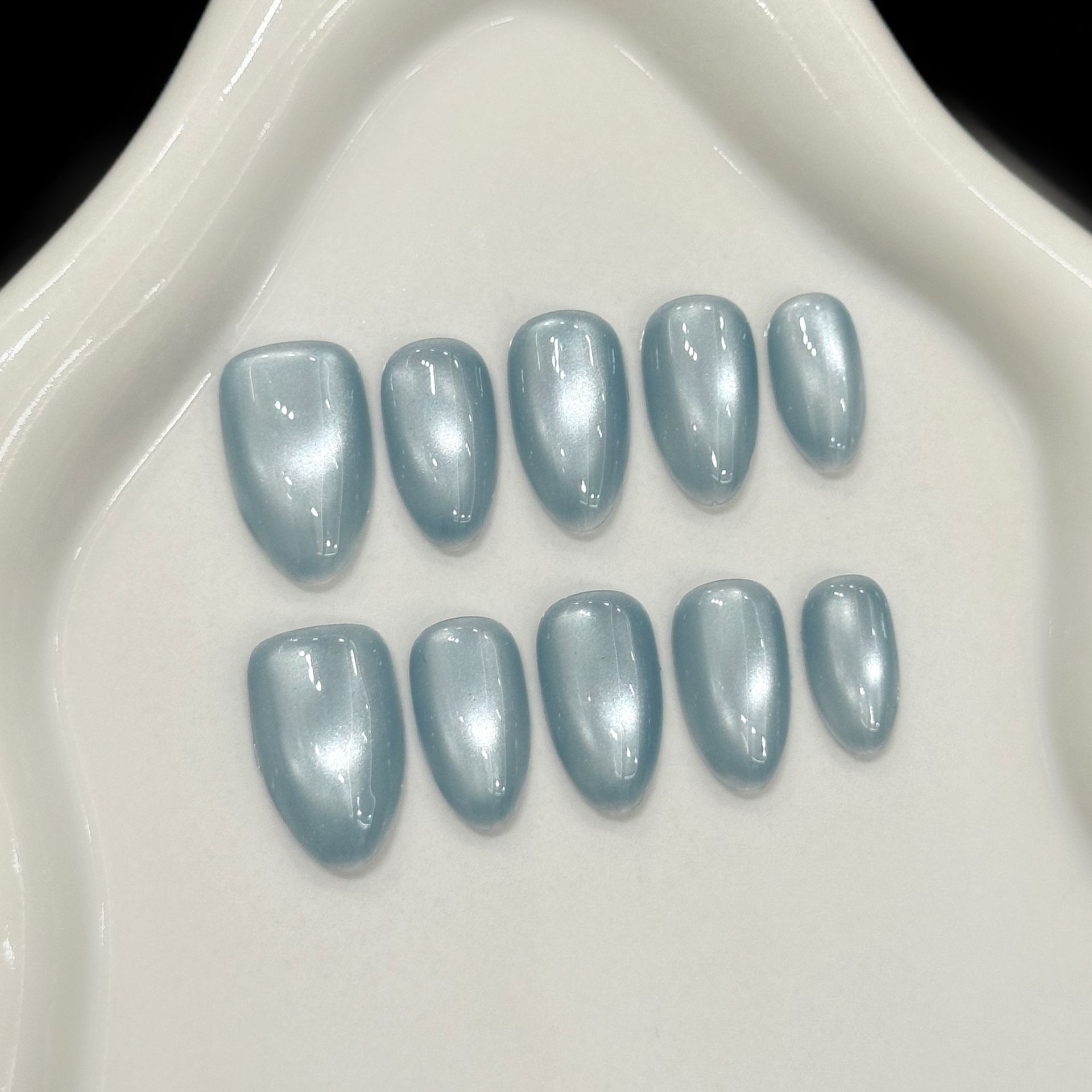 10Pcs Blue Cat Eye French Shor - Nail Art Aesthetic recension och pris