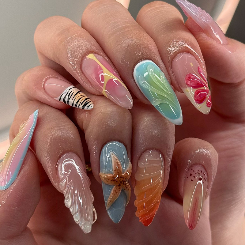 24Pcs Mid-length French Almond - Nail Art Xs recension och pris