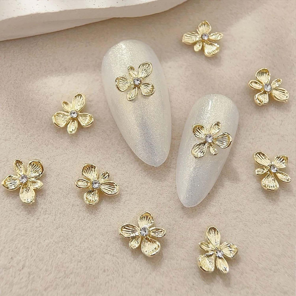 10pcs Gold Rhinestone Flower 3 - Nail Art Lilac recension och pris
