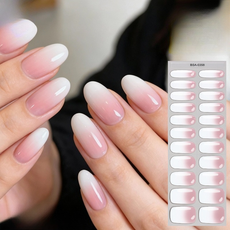Pink White Gradient Nail Stick - Nail Art Natural Simple recension och pris