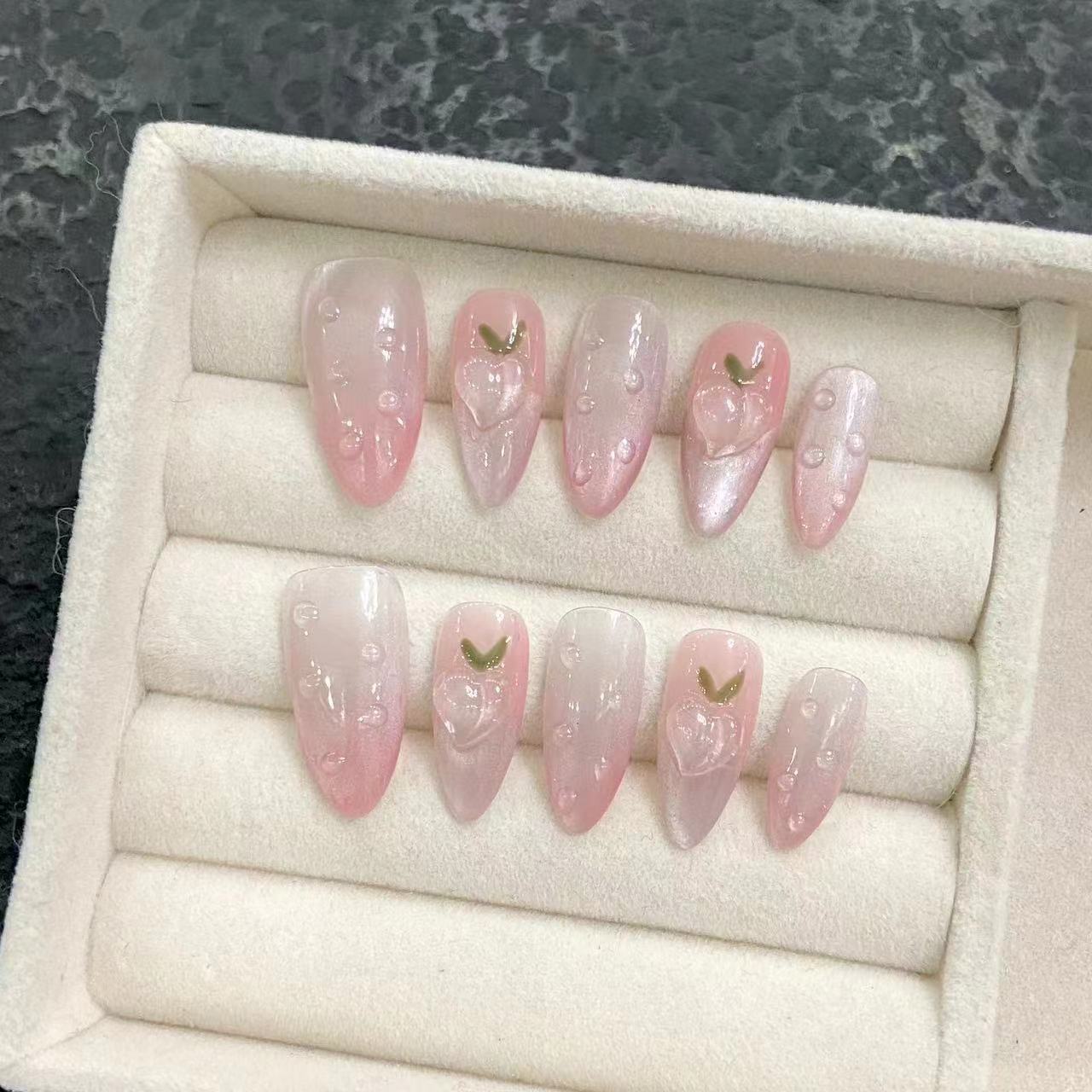 10Pcs Short Almond Handmade Pr - Nail Art Xs recension och pris