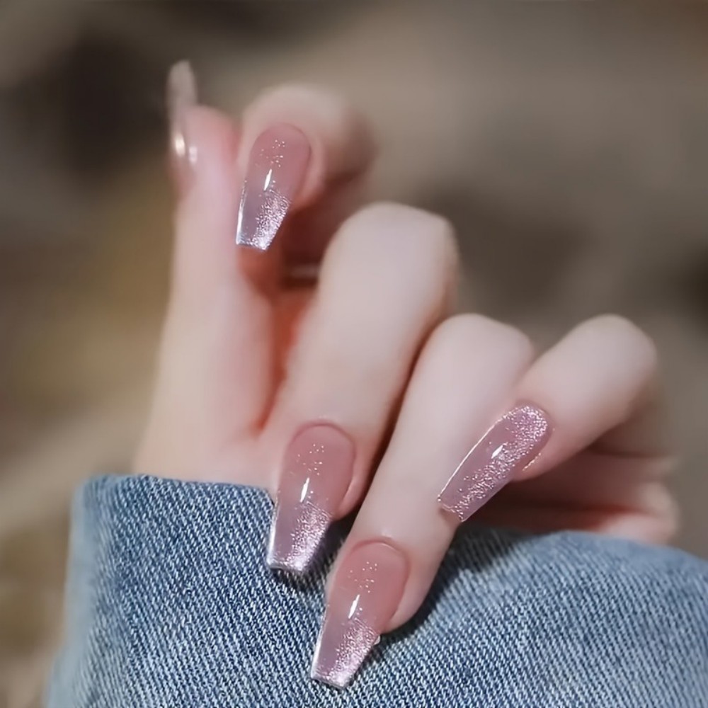 24pcs Sparkling Pink Glitter C - Nail Art Aesthetic recension och pris