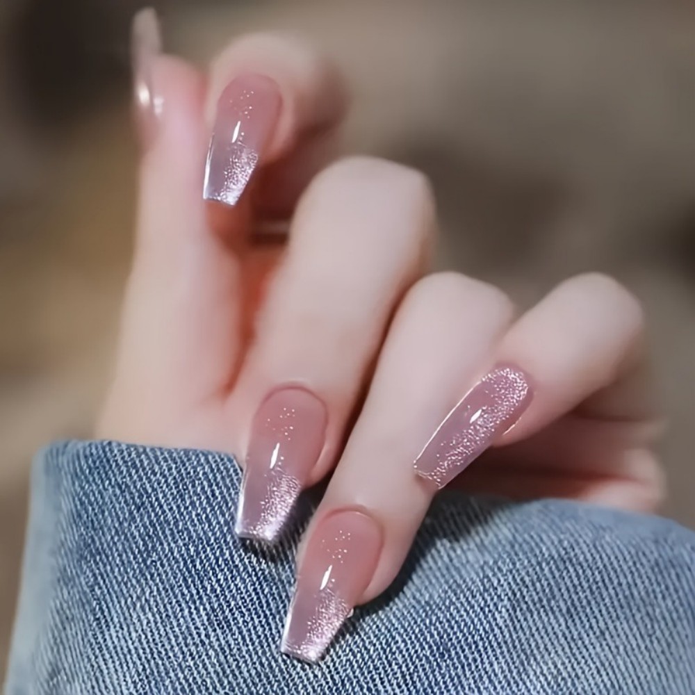 24pcs Sparkling Pink Glitter C - Nail Art Aesthetic recension och pris
