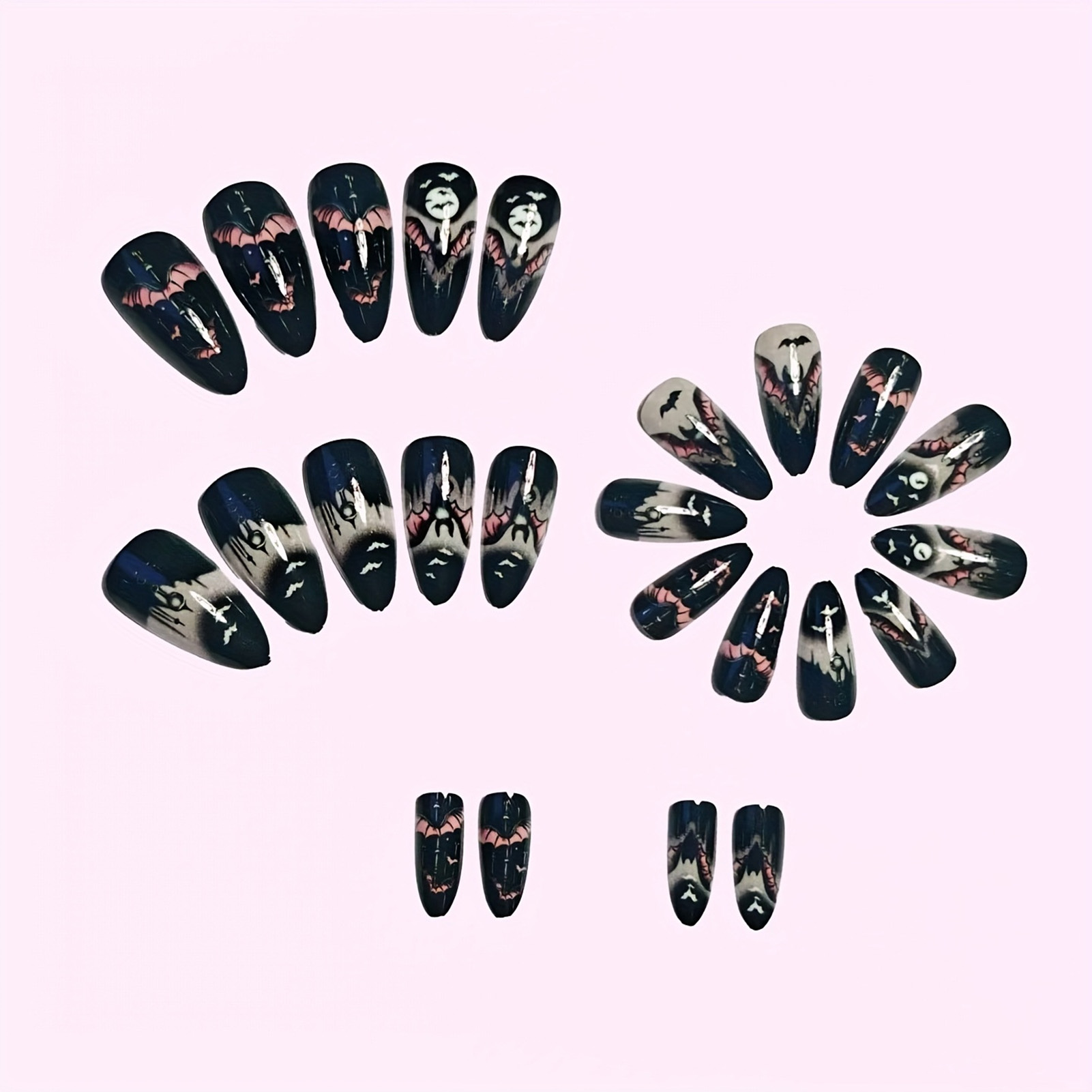 24Pcs Halloween Fake Nails Bla - Nail Art Aesthetic recension och pris
