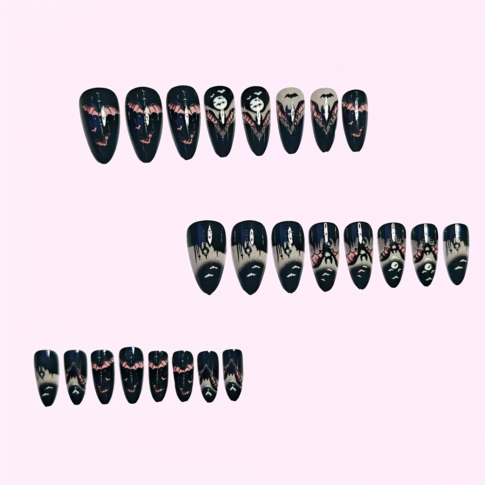 24Pcs Halloween Fake Nails Bla - Nail Art Aesthetic recension och pris