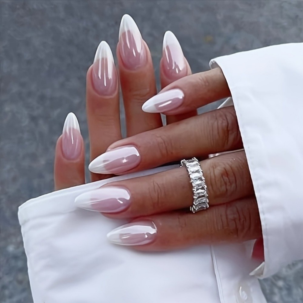 24PCS Milky White Press on Nai - Nail Art Ombre recension och pris